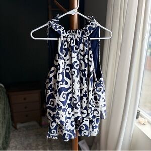 CeCe Navy and White Patterned Blouse